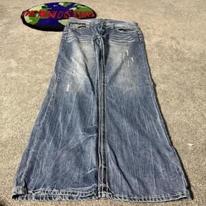 - blue axe and crown acid washed baggy jeans